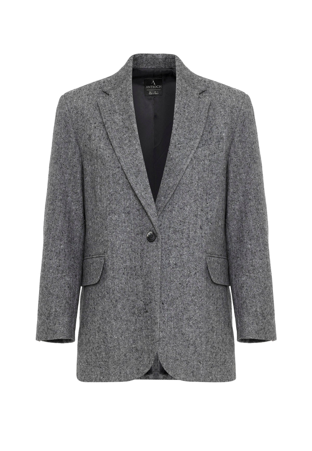 Antioch Kadın Relax Fit Balıksırtı Desenli Blazer Ceket
