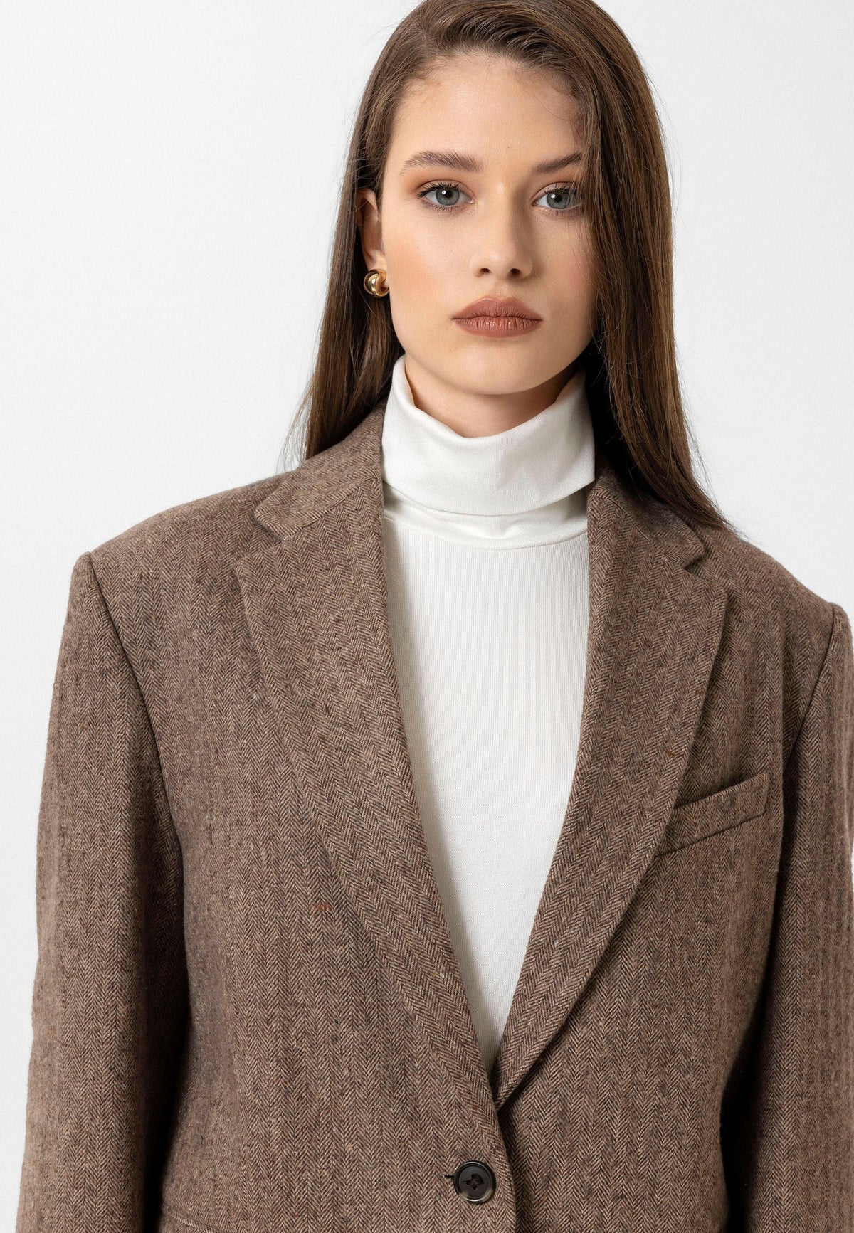 Antioch Kadın Relax Fit Balıksırtı Desenli Blazer Ceket