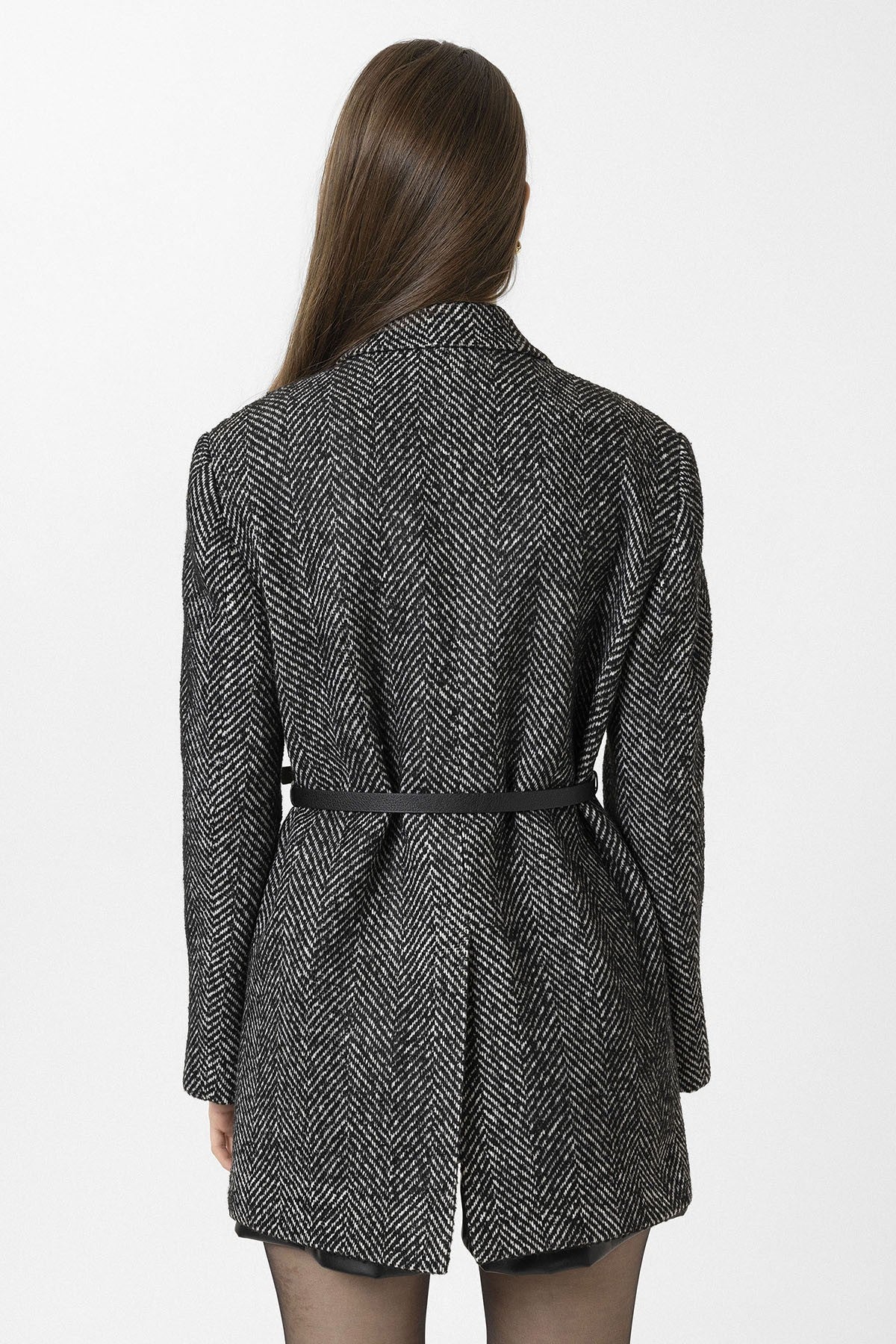 Antioch Kadın Balıksırtı Desenli Blazer Ceket