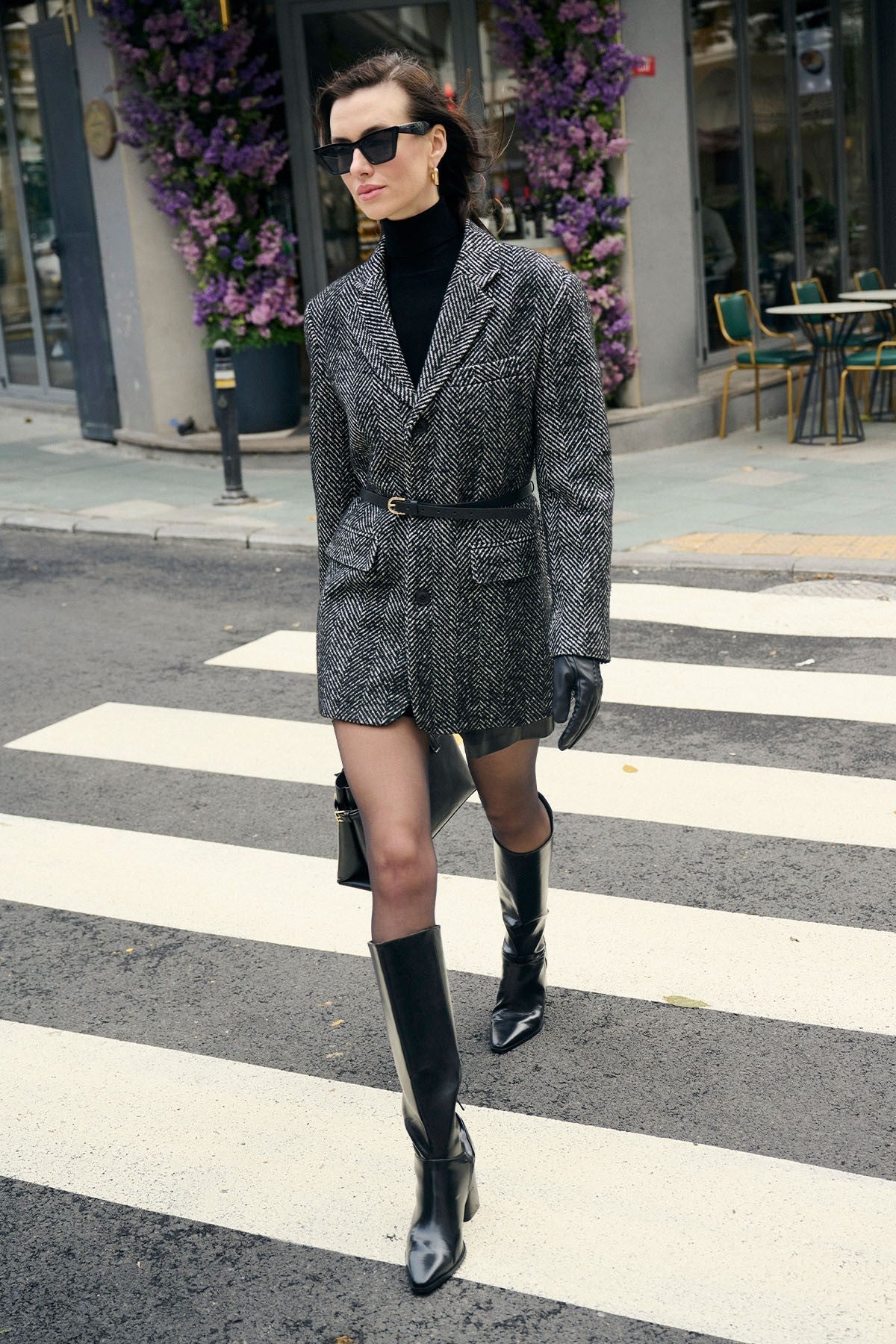 Antioch Kadın Balıksırtı Desenli Blazer Ceket