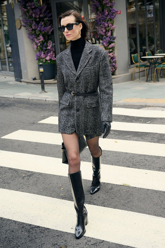 Antioch Kadın Balıksırtı Desenli Blazer Ceket