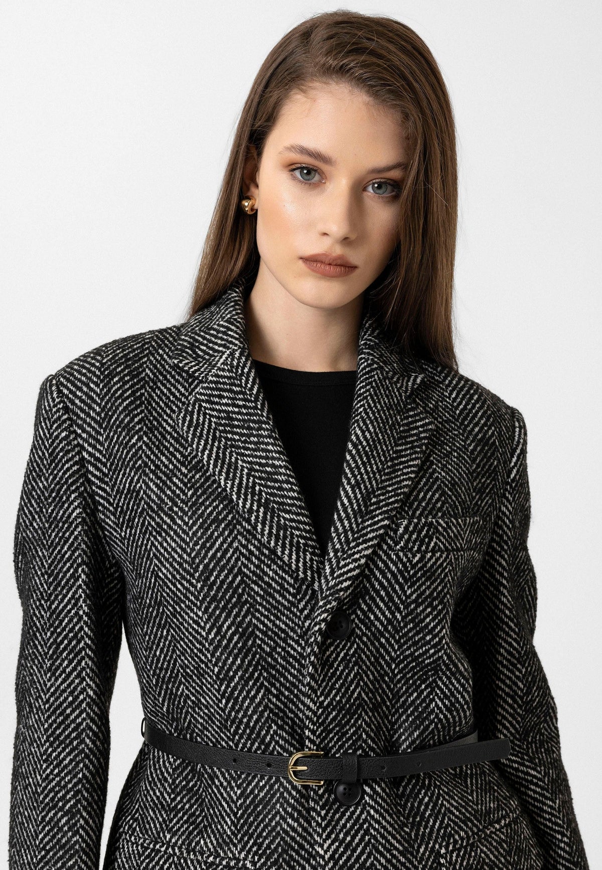 Antioch Kadın Balıksırtı Desenli Blazer Ceket