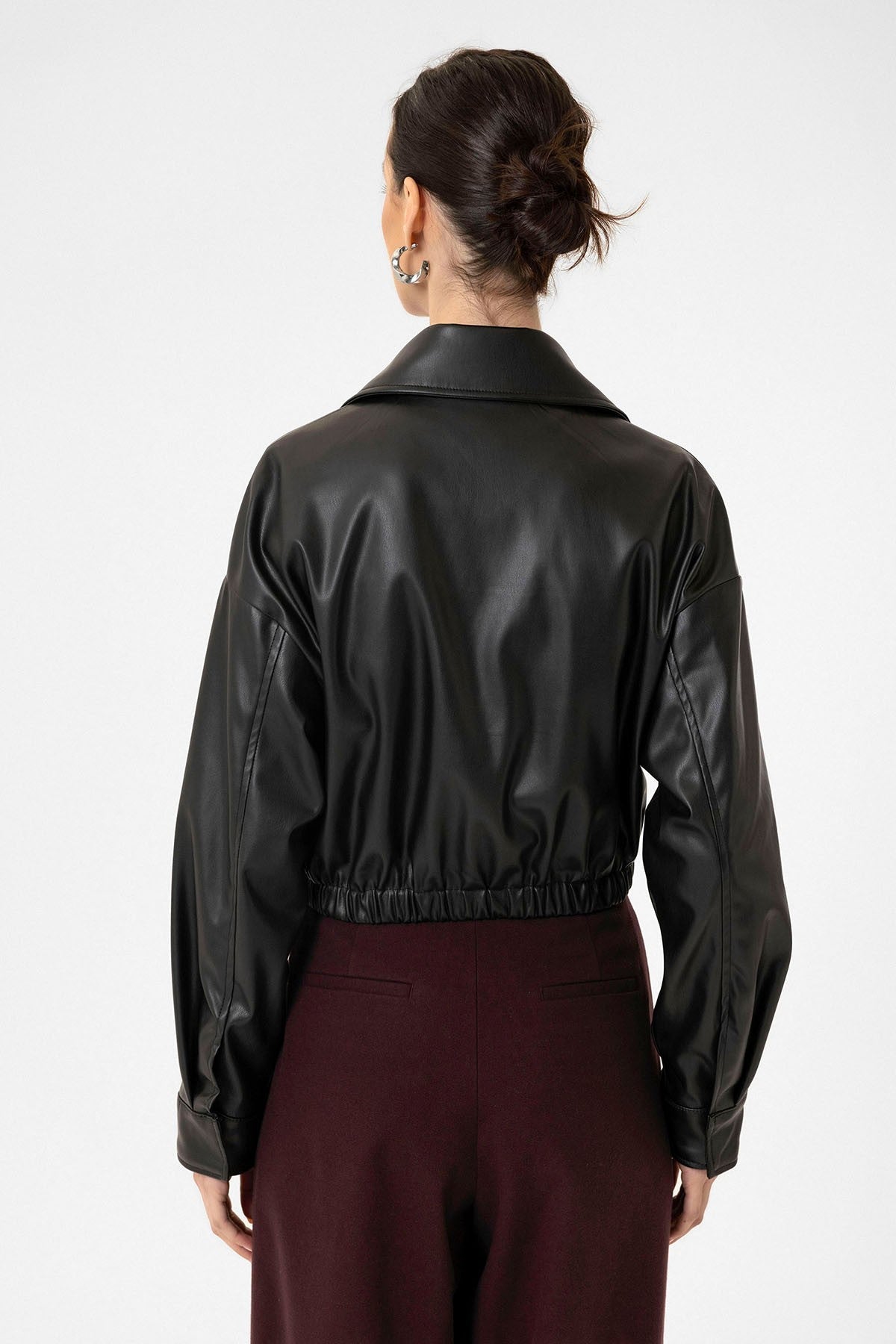 Antioch Crop Suni Deri Kadın Ceket