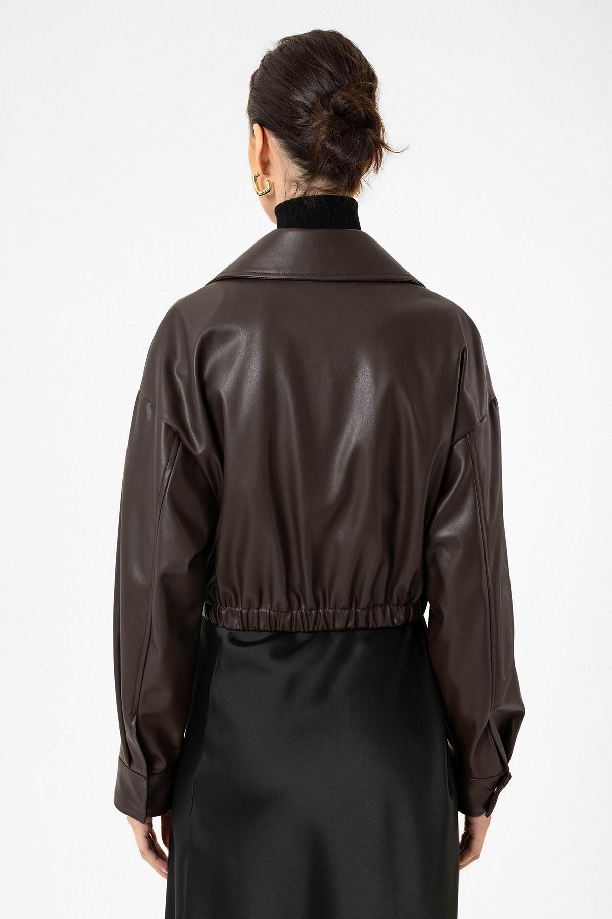 Antioch Crop Suni Deri Kadın Ceket