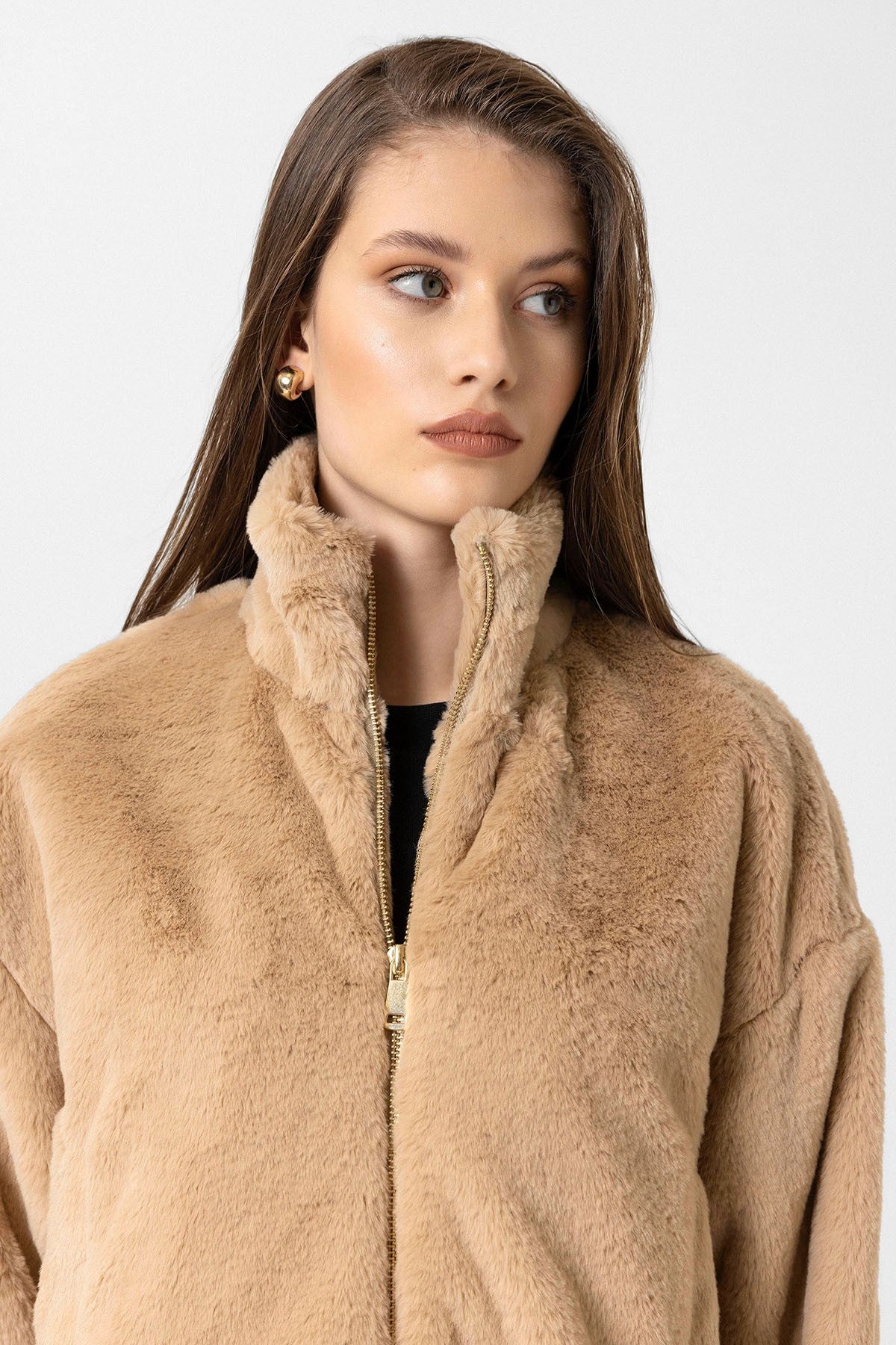 Antioch Kadın Bel Lastikli Suni Kürk Mont
