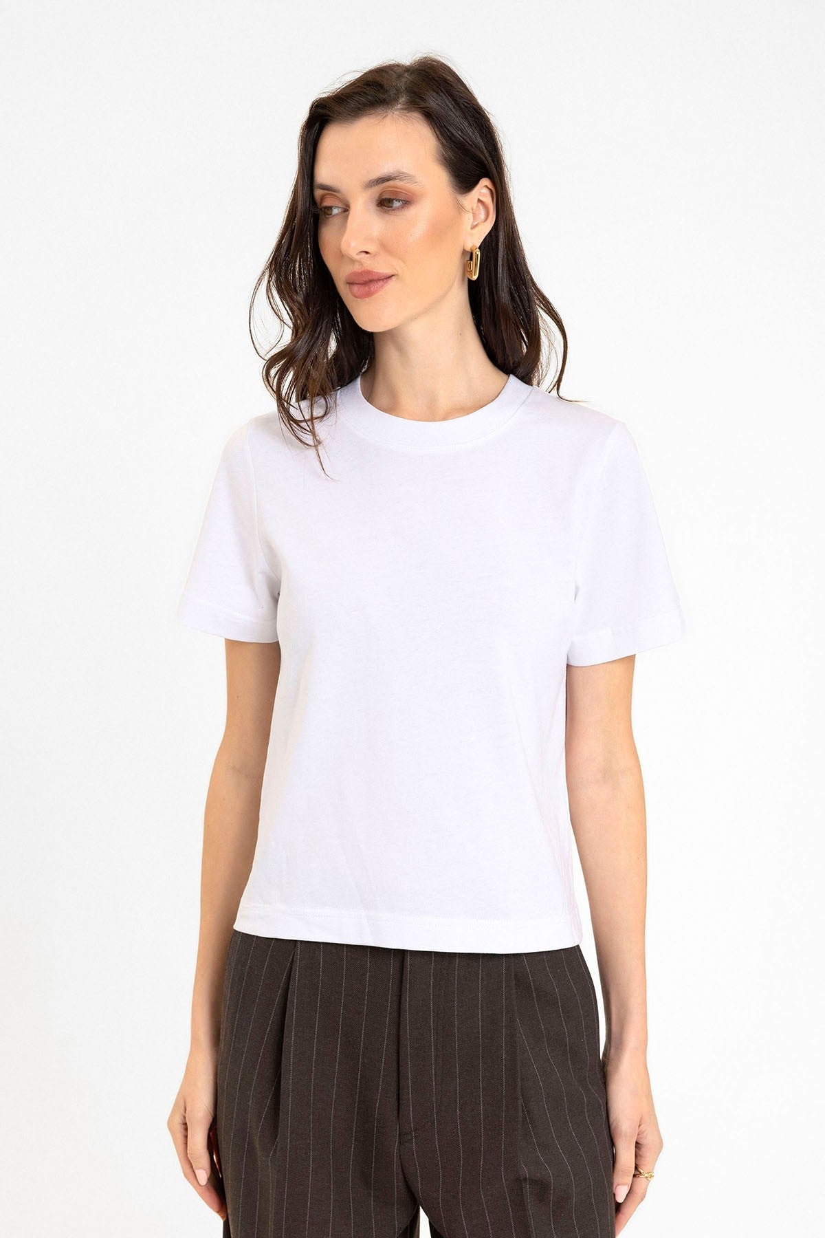 Antioch Kadın Bisiklet Yaka Basic T-Shirt
