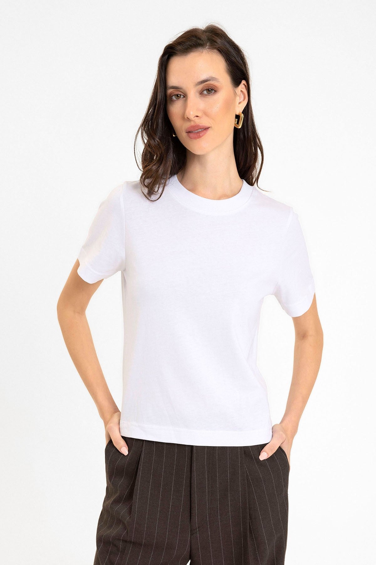 Antioch Kadın Bisiklet Yaka Basic T-Shirt