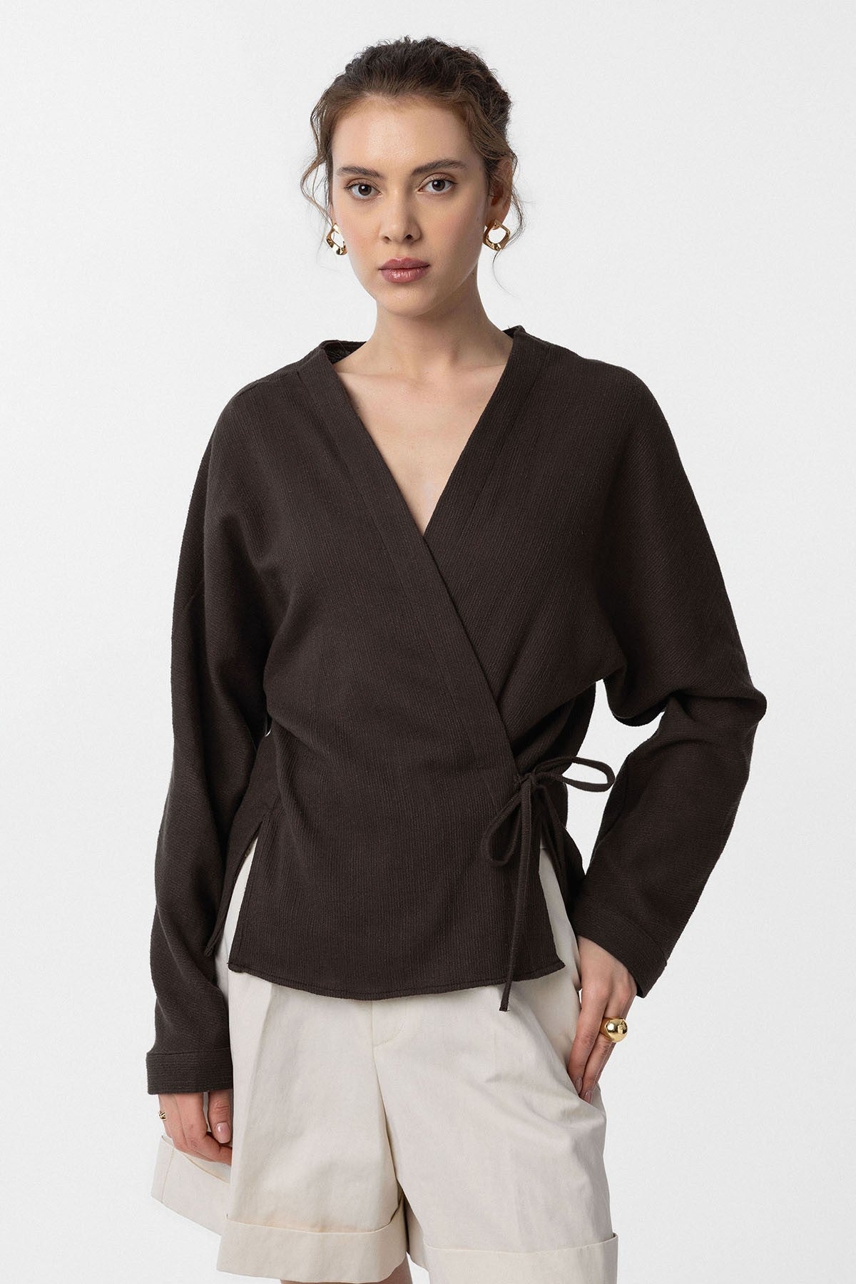 Antioch Bağlamalı Kimono Kadın Gömlek