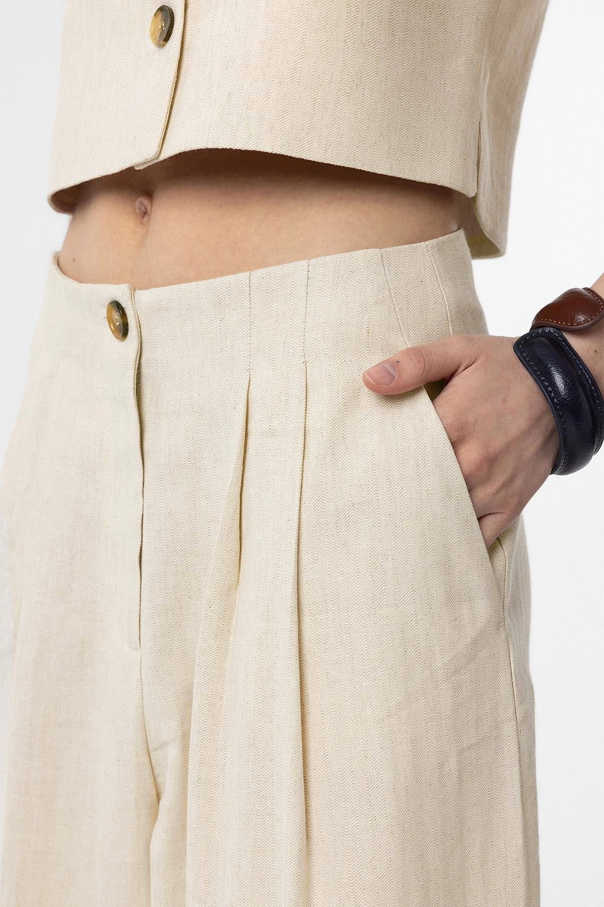 Antioch Keten Karışımlı Kadın Culotte Pantolon