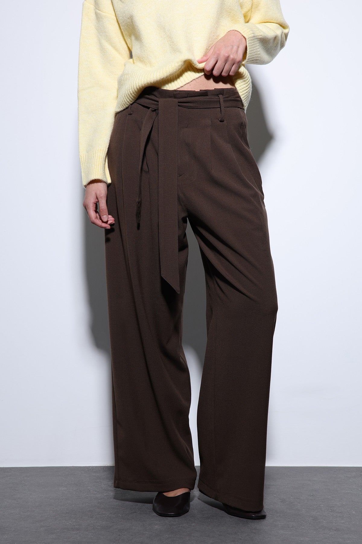 Antioch Kemerli Pileli Geniş Kadın Pantolon