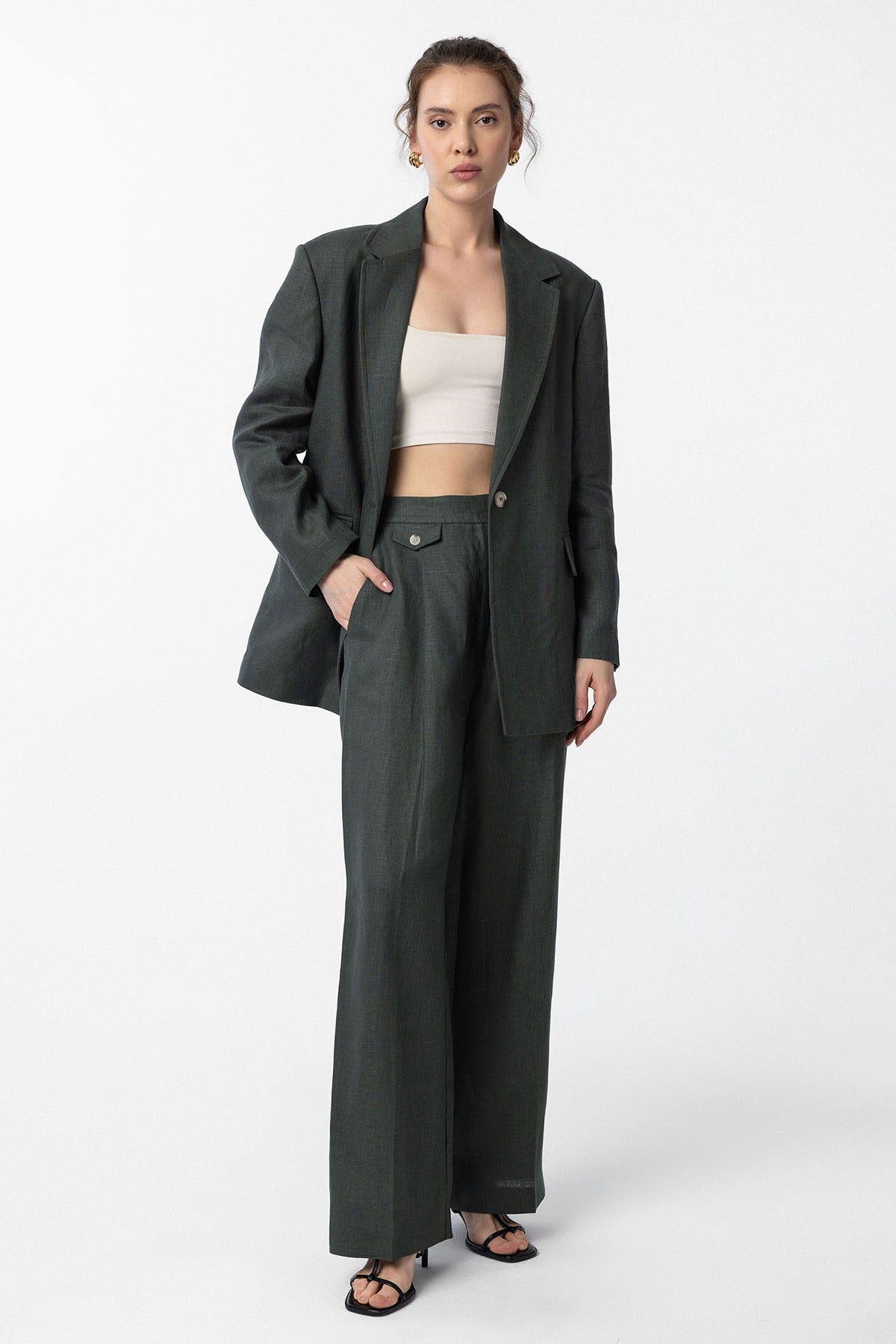 Antioch 100% Keten Kadın Blazer Ceket