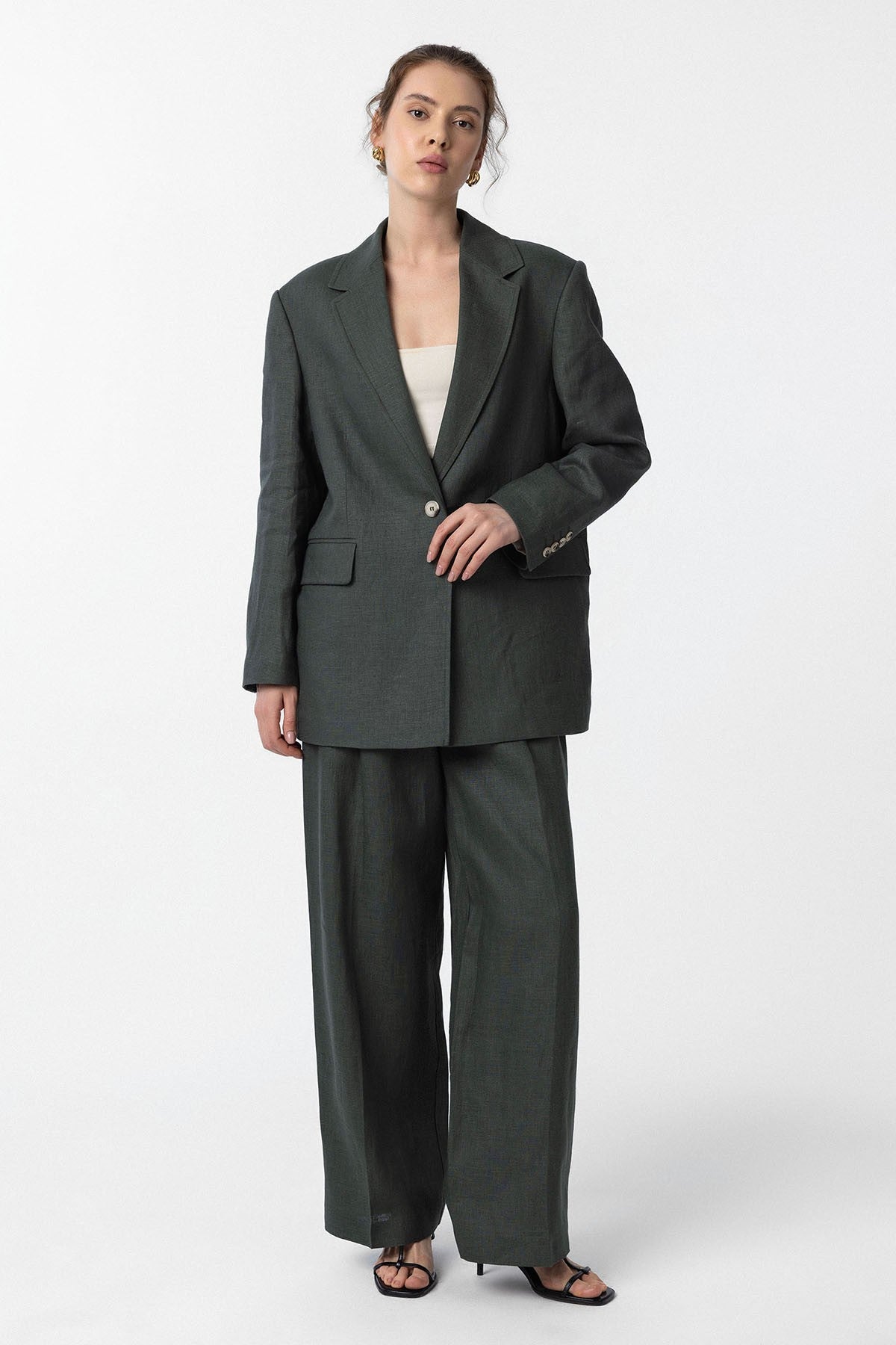 Antioch 100% Keten Kadın Blazer Ceket