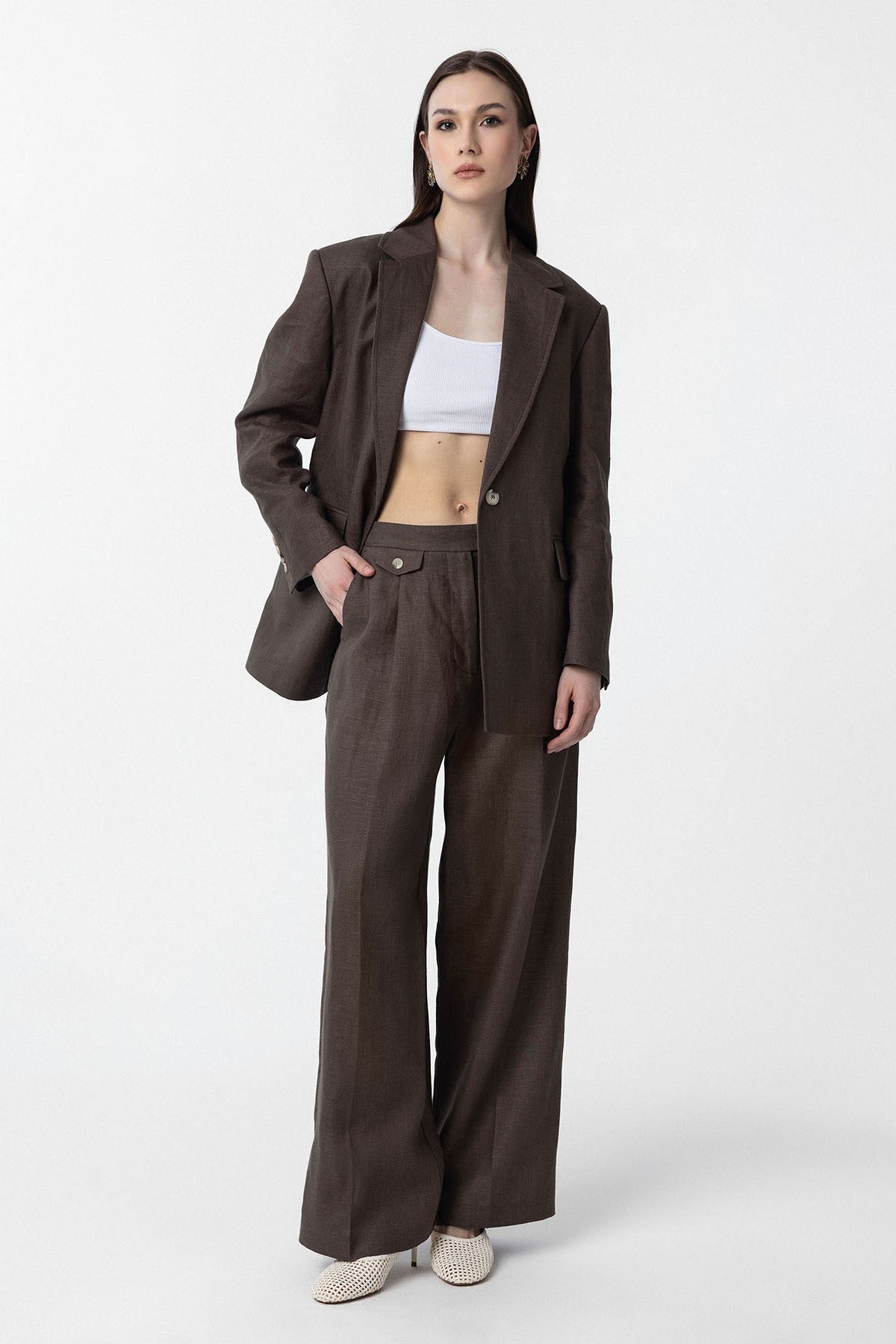 Antioch 100% Keten Kadın Blazer Ceket
