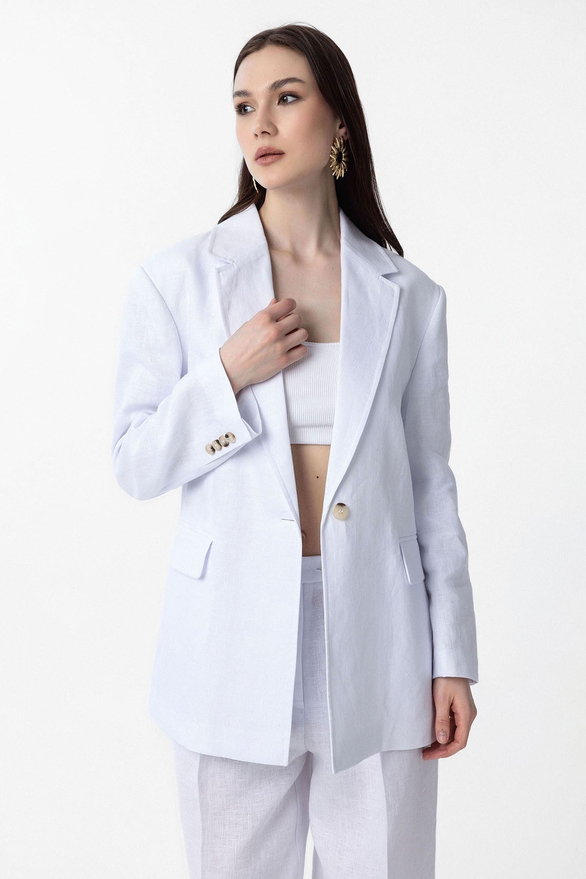 Antioch 100% Keten Kadın Blazer Ceket