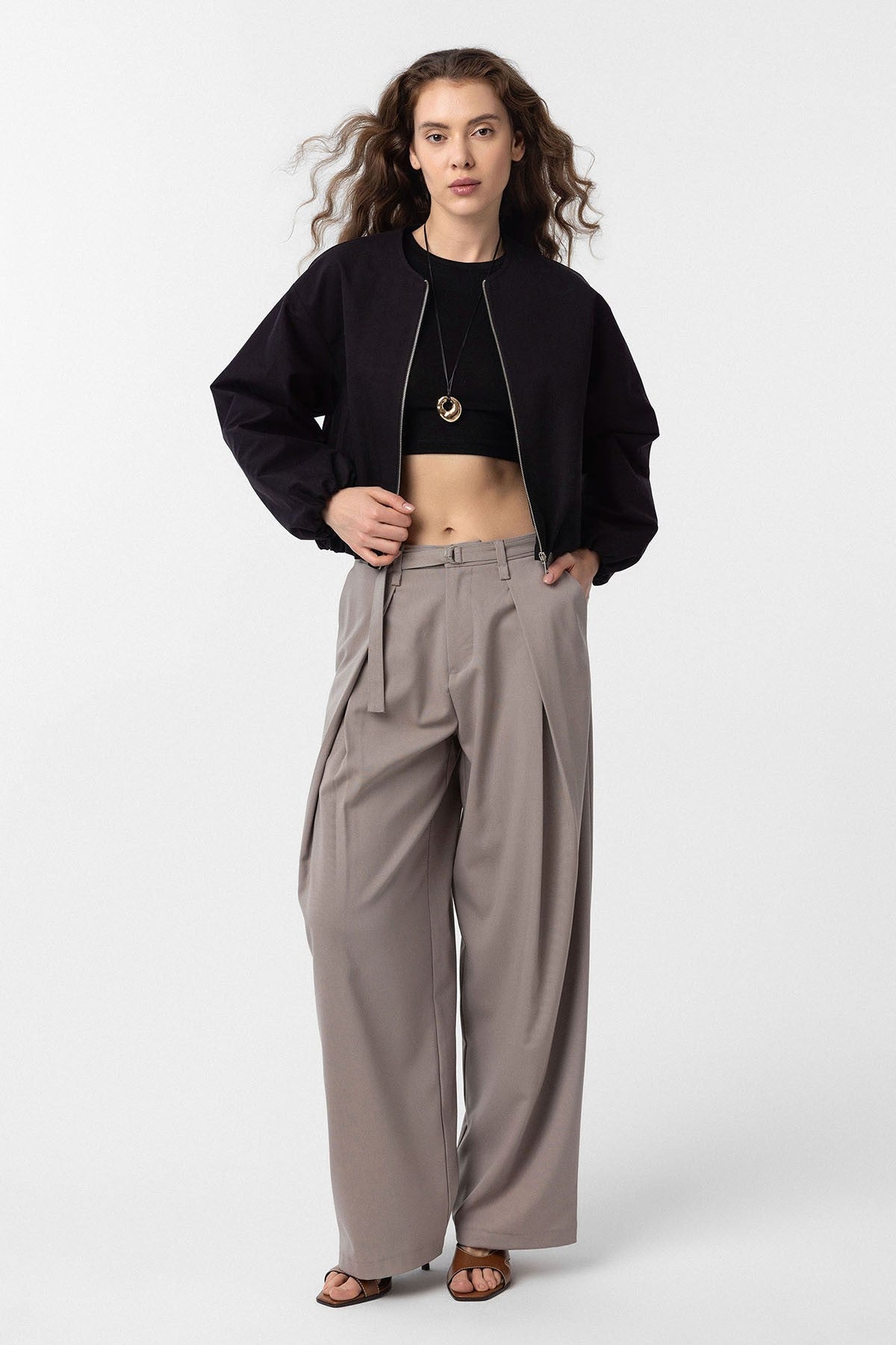 Crop Kadın Bomber Mont