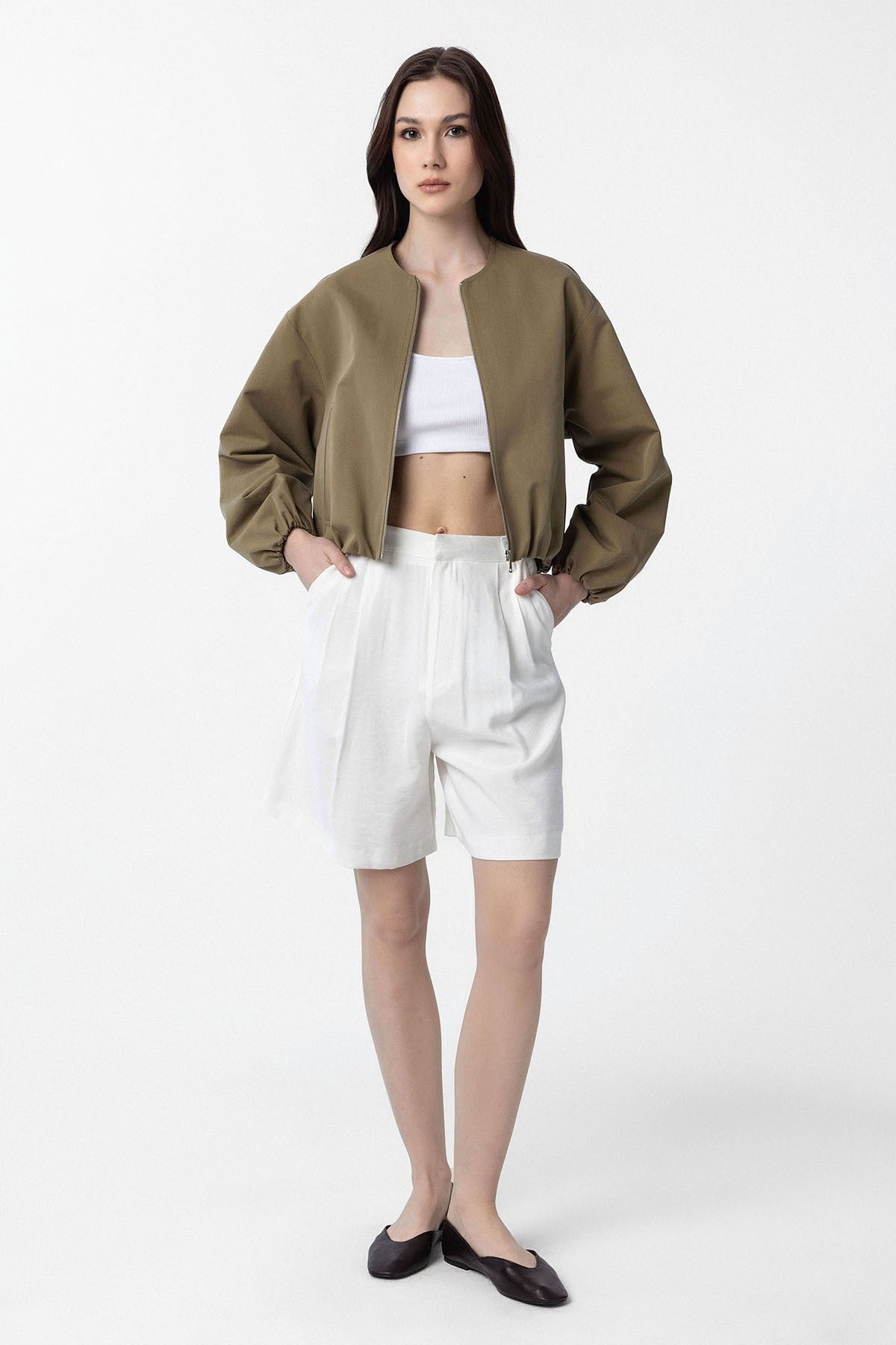 Crop Kadın Bomber Mont