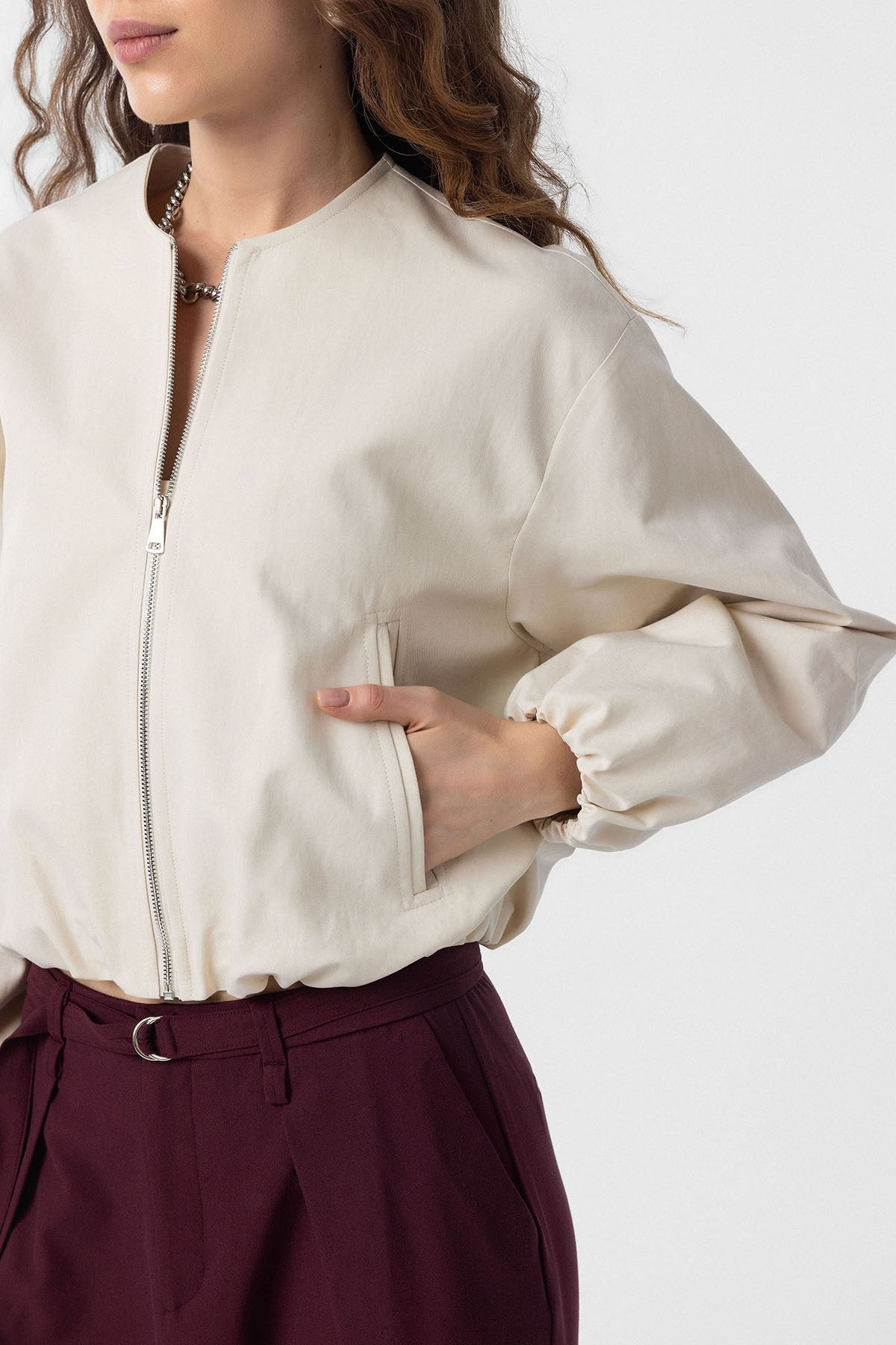 Crop Kadın Bomber Mont
