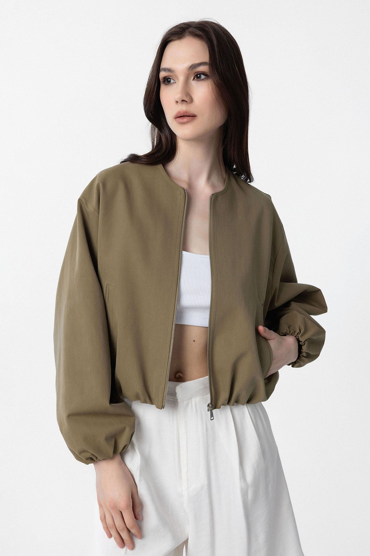 Crop Kadın Bomber Mont