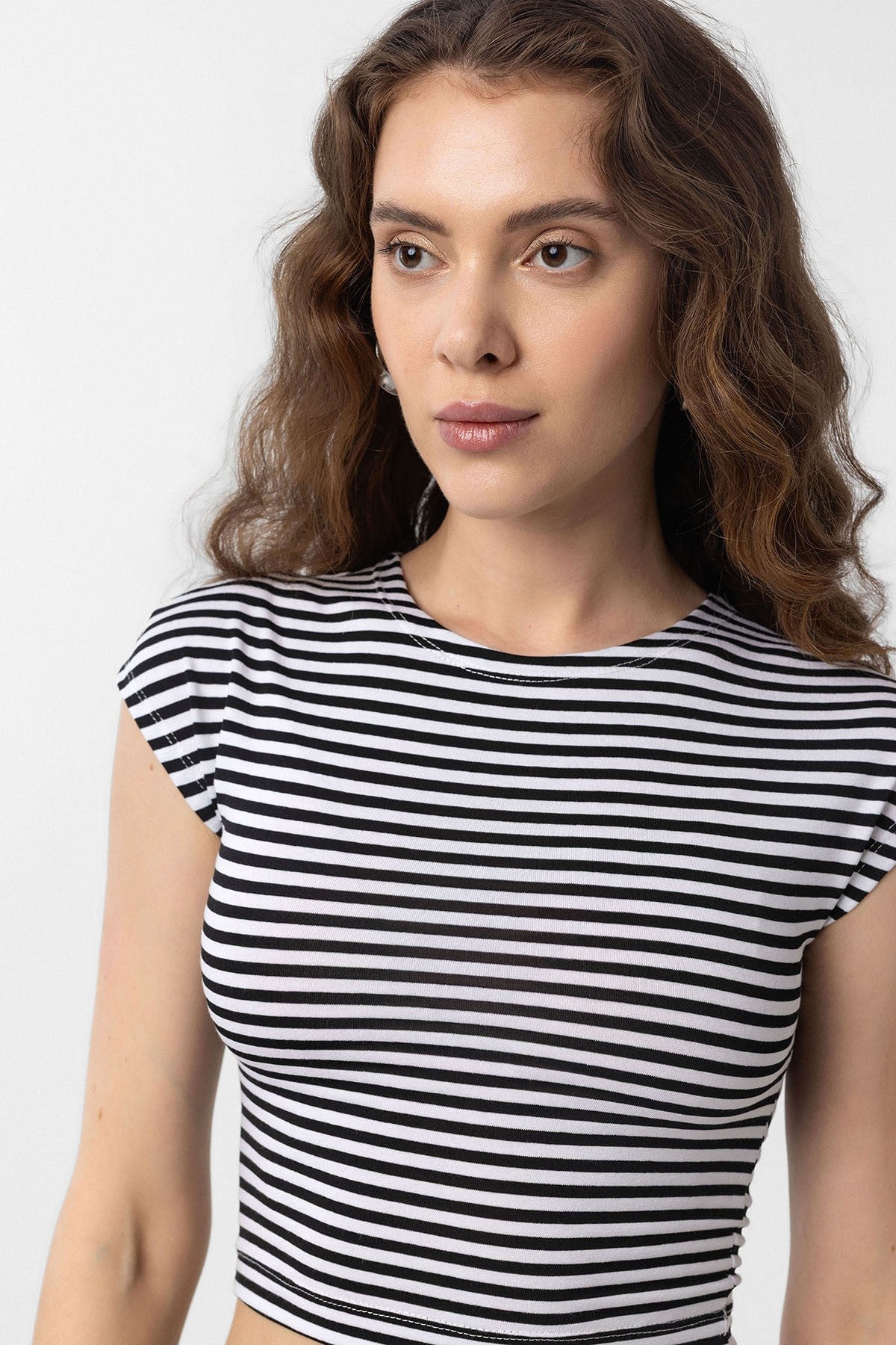 Antioch Crop Fit Çizgili Kadın T-Shirt