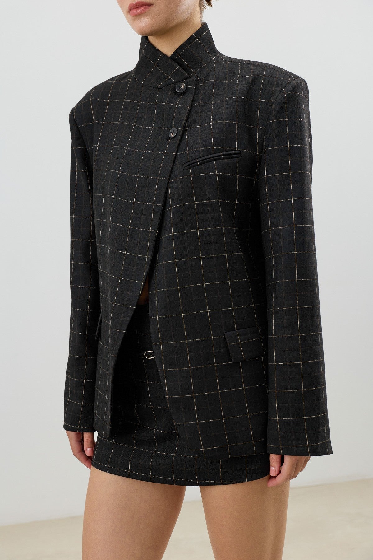 Antioch Kareli Dik Yaka Kadın Blazer Ceket