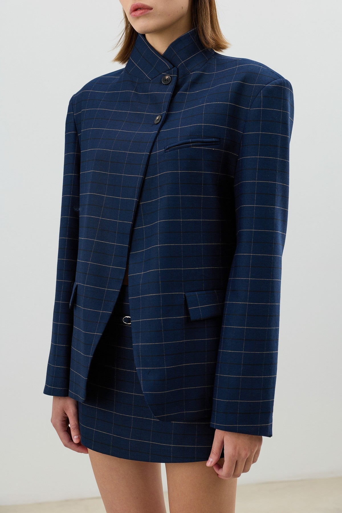 Antioch Kareli Dik Yaka Kadın Blazer Ceket
