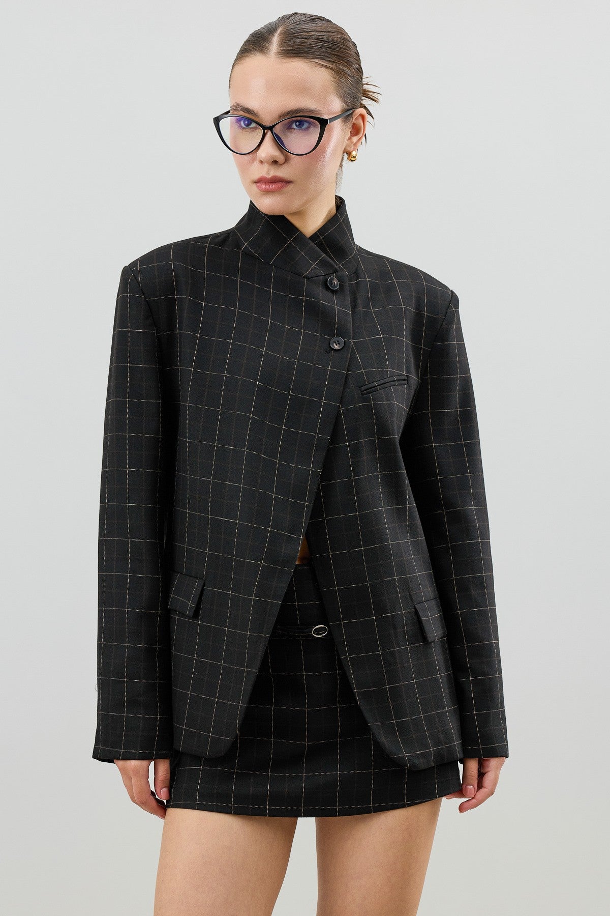 Antioch Kareli Dik Yaka Kadın Blazer Ceket
