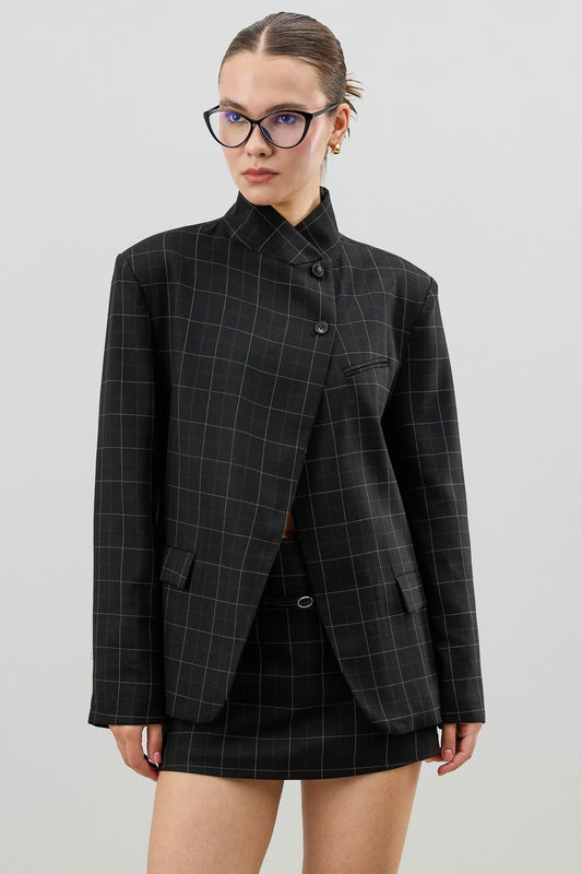 Antioch Kareli Dik Yaka Kadın Blazer Ceket
