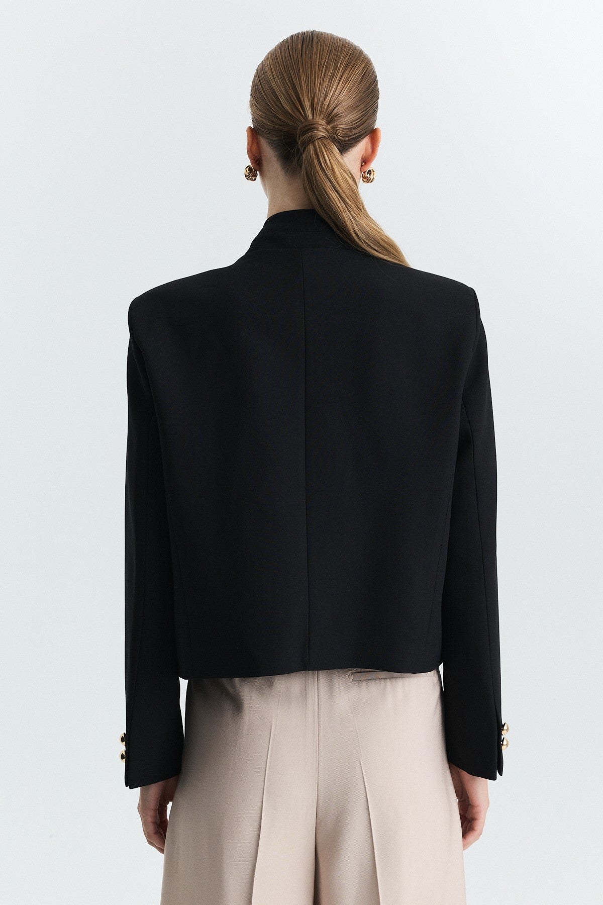 Dik Yaka Tek Düğme Blazer Ceket