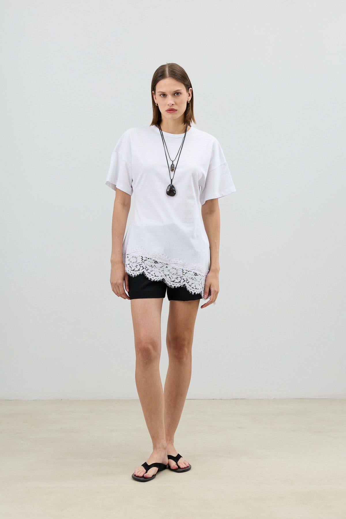 Antioch Dantelli Pamuklu Kadın T-Shirt