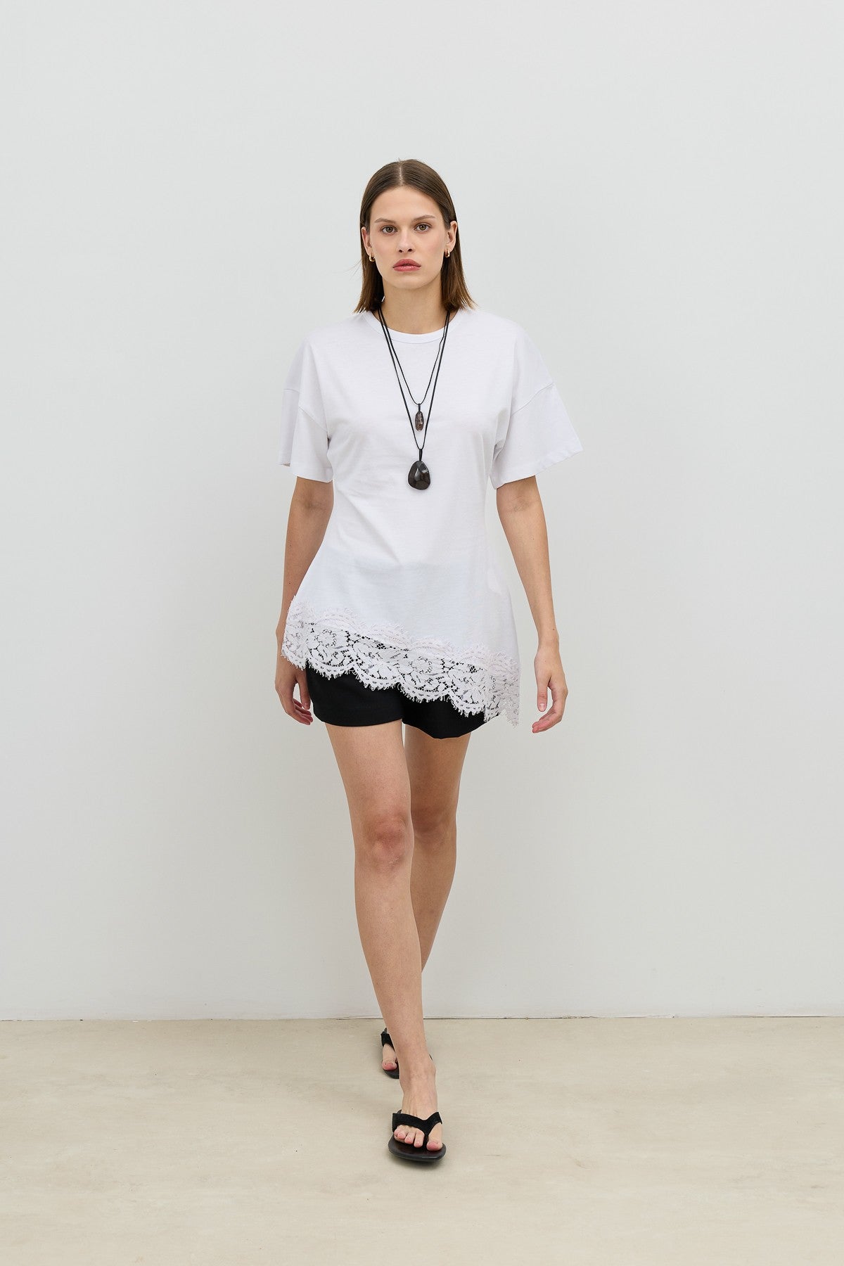 Antioch Dantelli Pamuklu Kadın T-Shirt