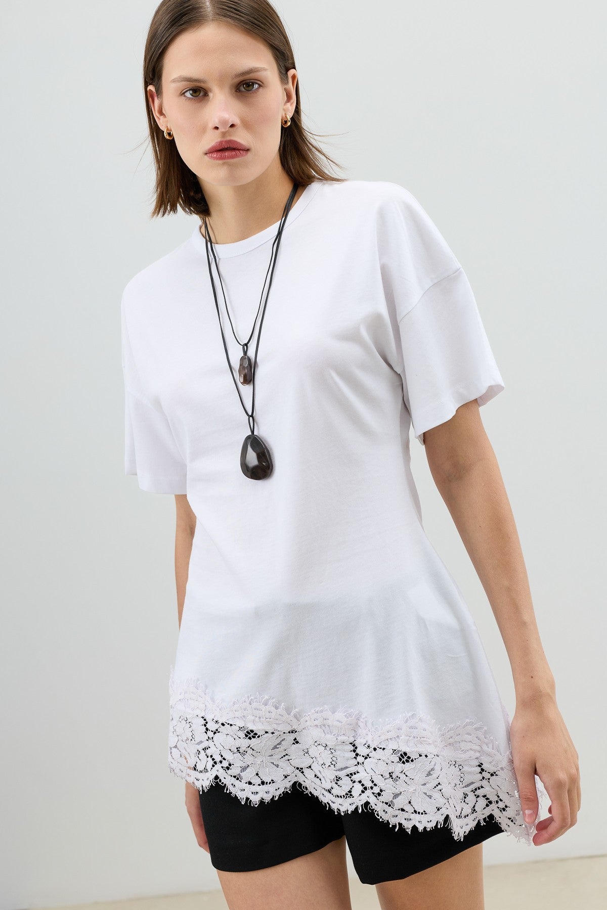 Antioch Dantelli Pamuklu Kadın T-Shirt