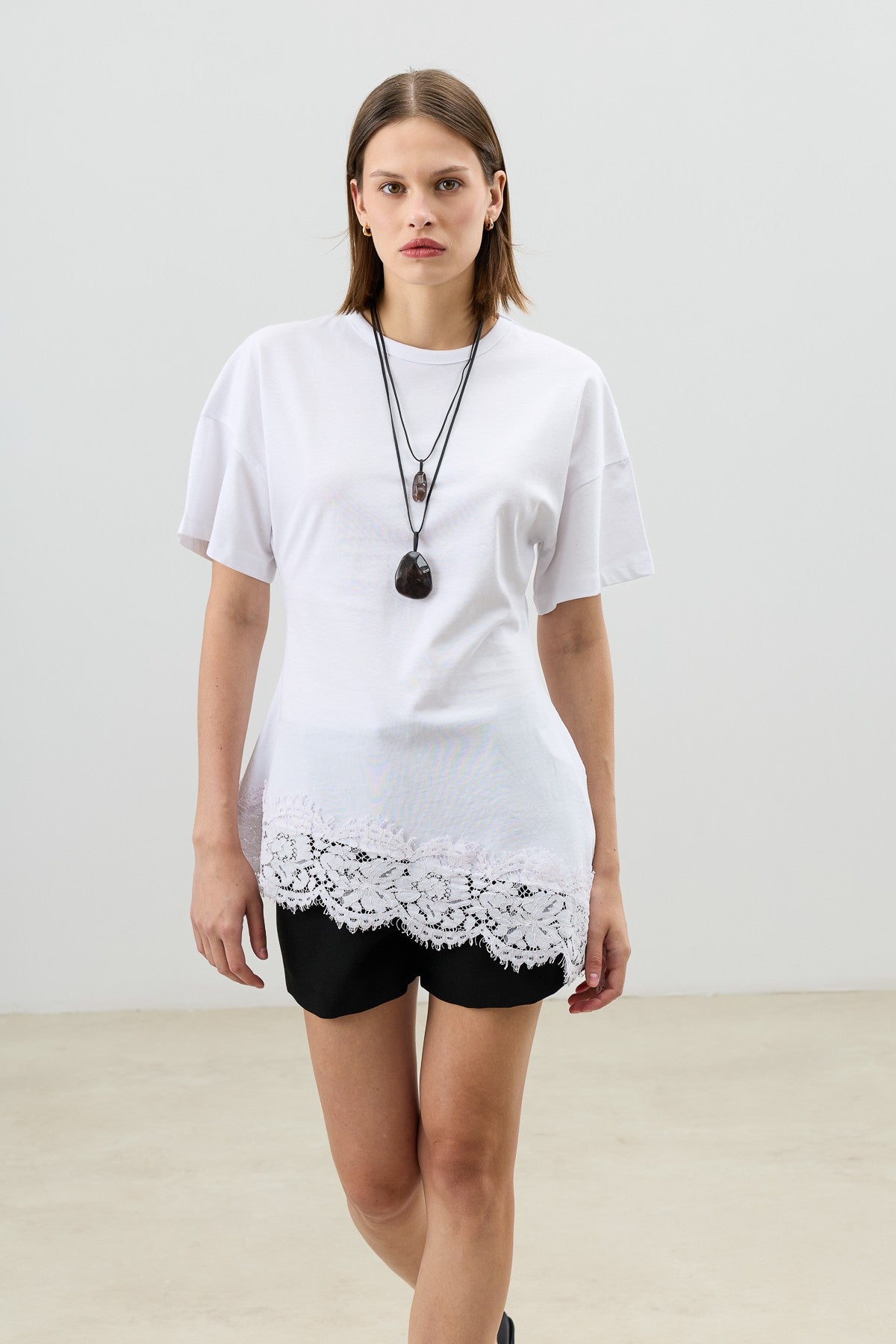 Antioch Dantelli Pamuklu Kadın T-Shirt