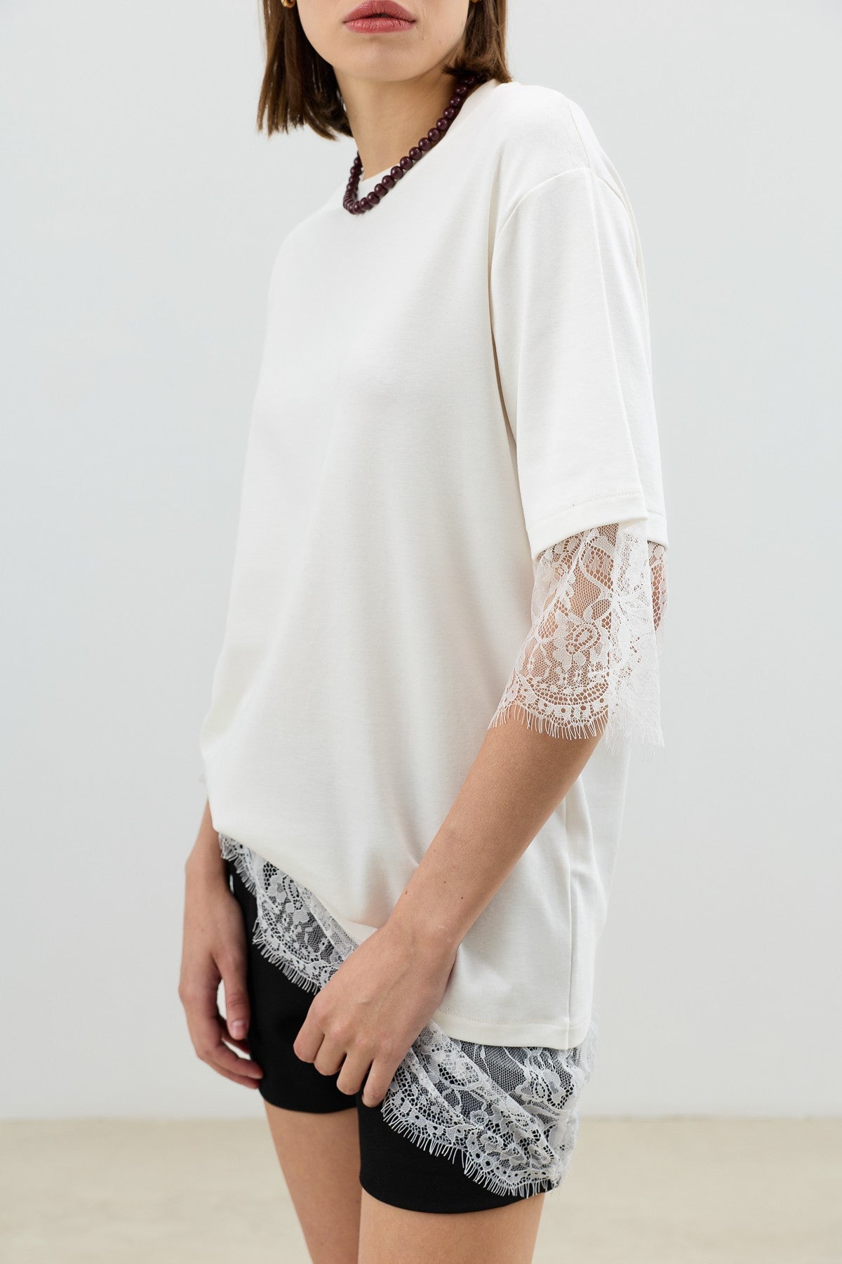 Antioch Dantel Detaylı Kadın T-Shirt