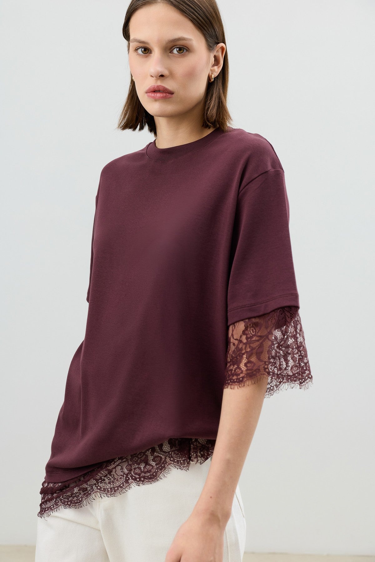 Antioch Dantel Detaylı Kadın T-Shirt
