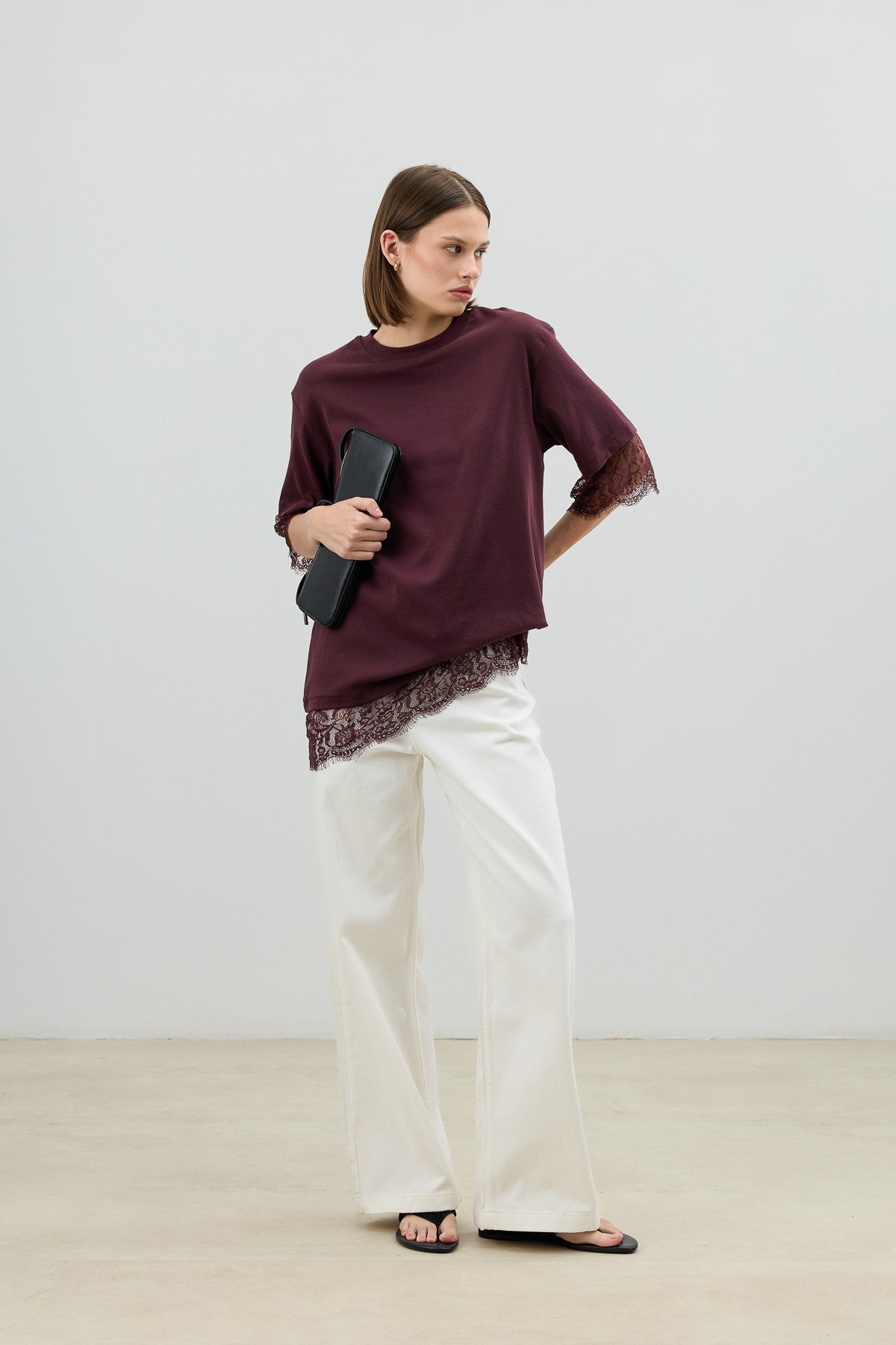 Antioch Dantel Detaylı Kadın T-Shirt