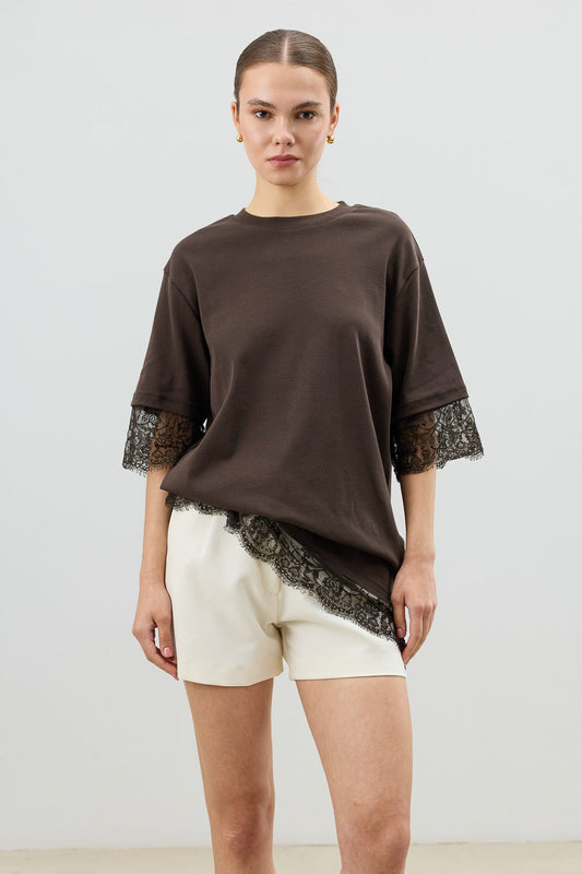 Antioch Dantel Detaylı Kadın T-Shirt