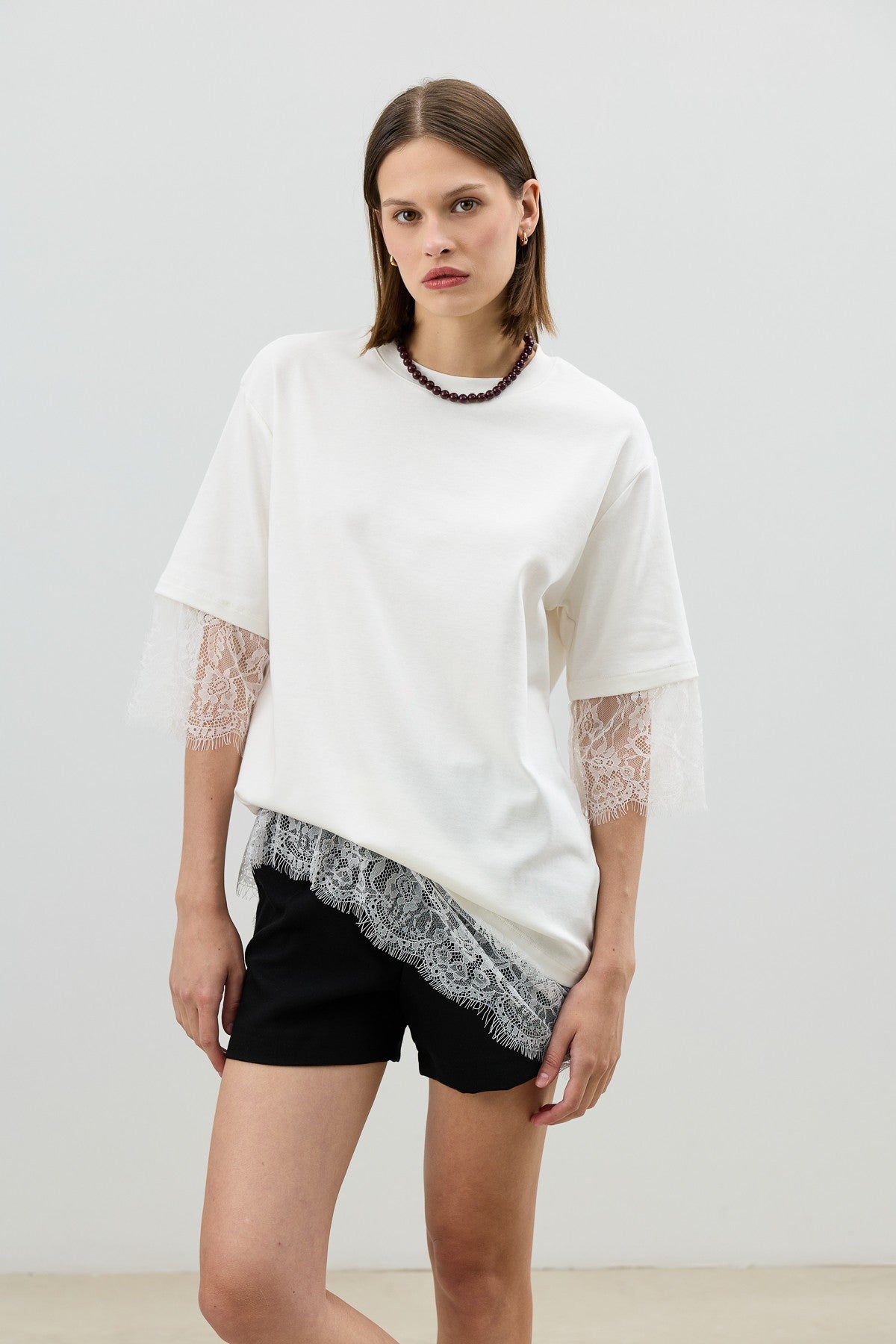 Antioch Dantel Detaylı Kadın T-Shirt