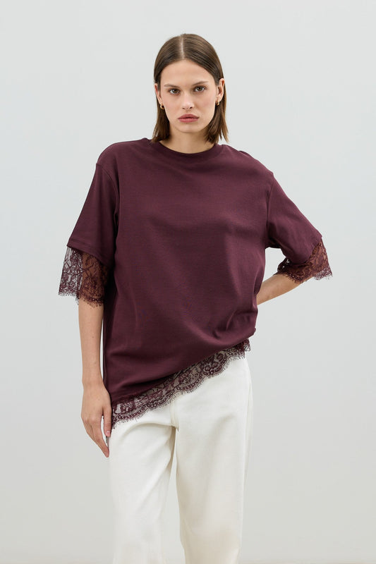 Antioch Dantel Detaylı Kadın T-Shirt