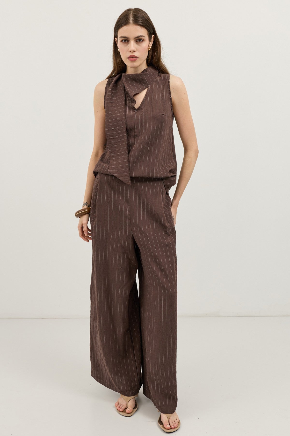 Şal Yaka Çizgili Kadın Takım